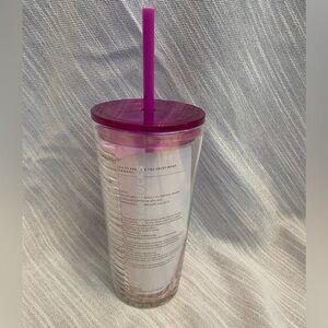 NWT 18oz  Starbucks 2022 Magenta Pink Iridescent Ribbed Glass Cup Tumbler